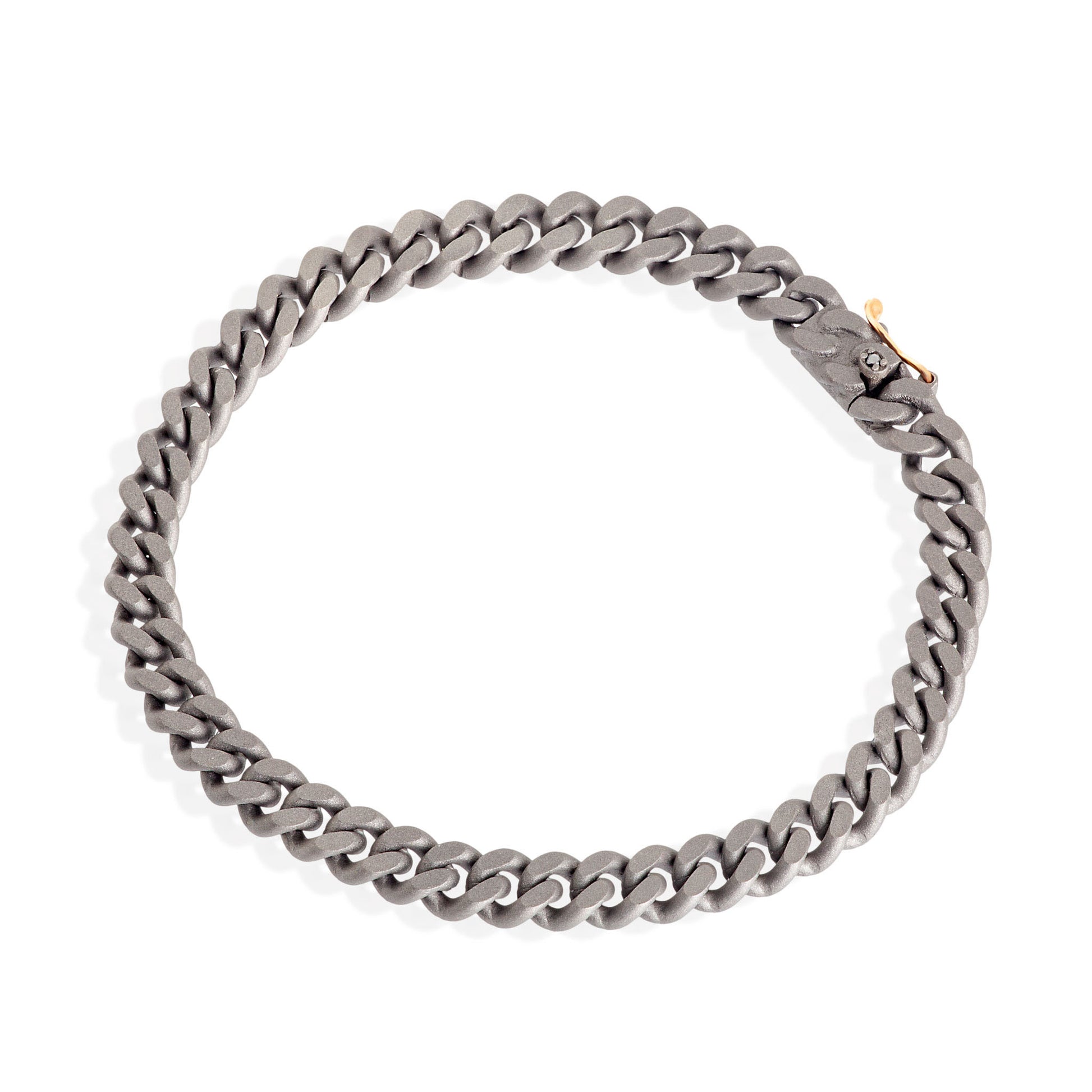 BRACCIALE TITANIO GROUMETTE CHIUSURA ORO GIALLO - Tangredi Gioielleria