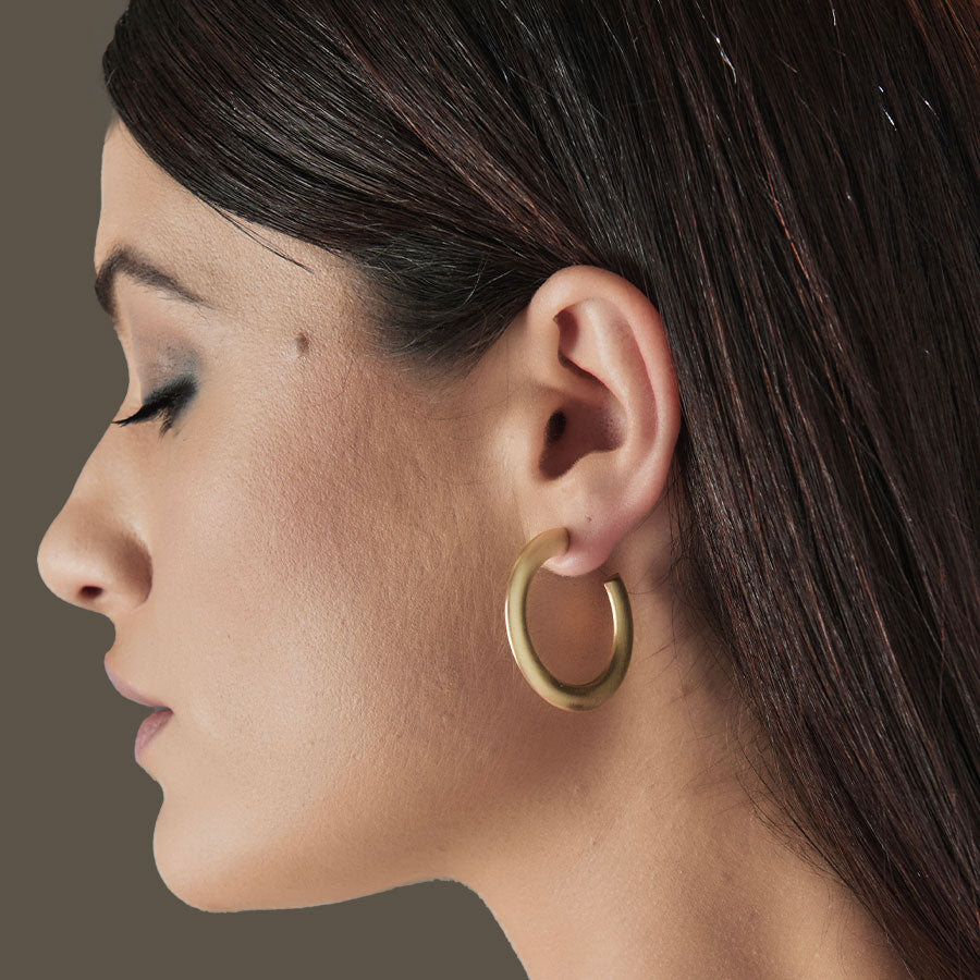 ORECCHINI CERCHI VINTAGE SABBIATI - Tangredi Gioielleria