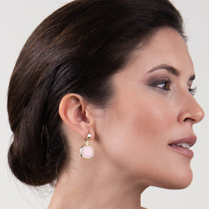 ORECCHINI A SCATTINO CON PASTA VITREA ROSA - Tangredi Gioielleria