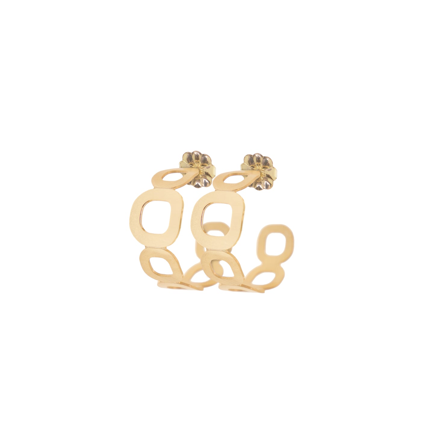 ORECCHINI SABBIATI CERCHI QUADRATI VINTAGE - Tangredi Gioielleria