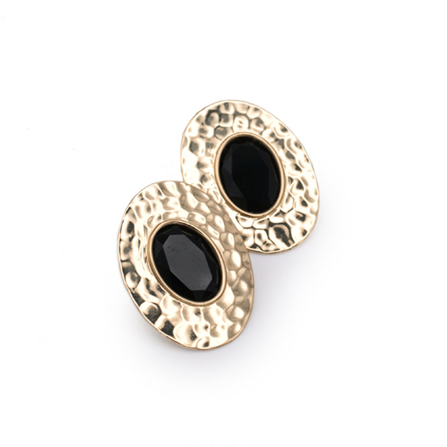 ORECCHINI CON PASTA VITREA NERA OVALE