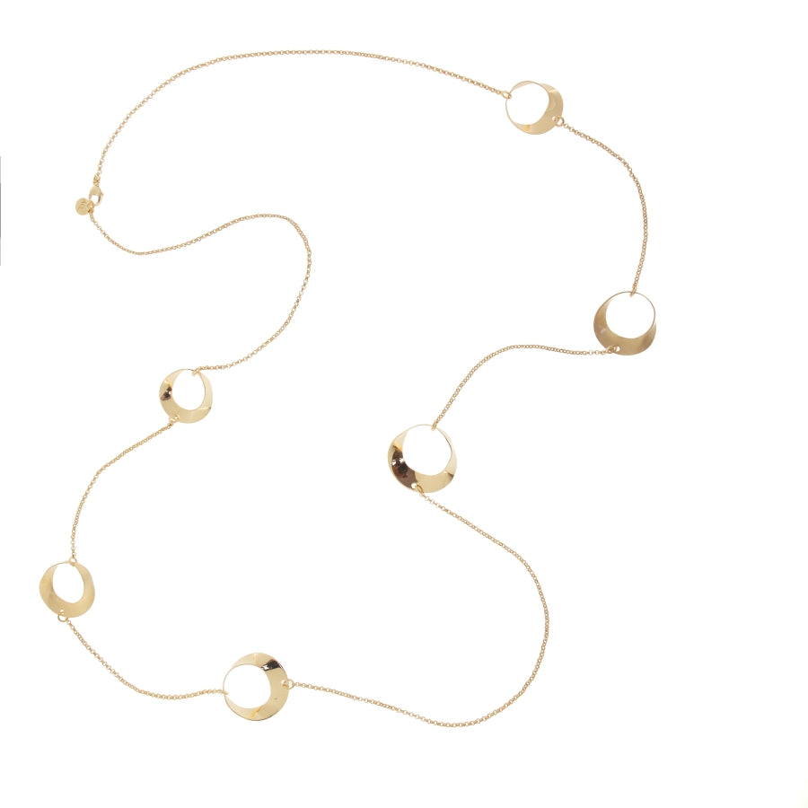 COLLANA LUNGA LUNE CON ELEMENTI LUCIDI E SABBIATI