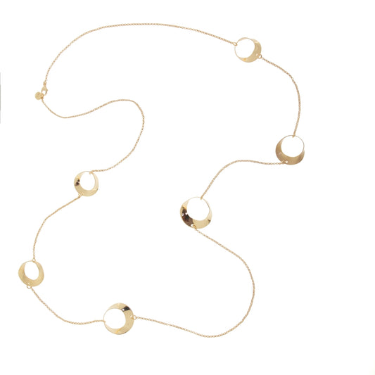 COLLANA LUNGA LUNE CON ELEMENTI LUCIDI E SABBIATI