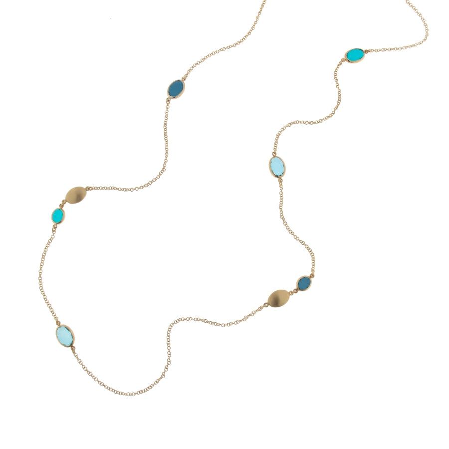 COLLANA LUNGA CON PASTE VITREE BLU - Tangredi Gioielleria