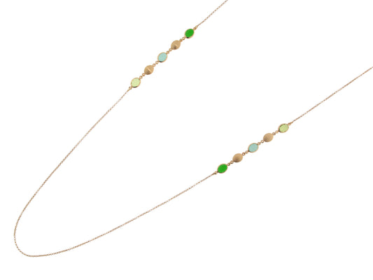 COLLANA MIGNON SABBIATA LUNGA E PIETRE VERDI - Tangredi Gioielleria