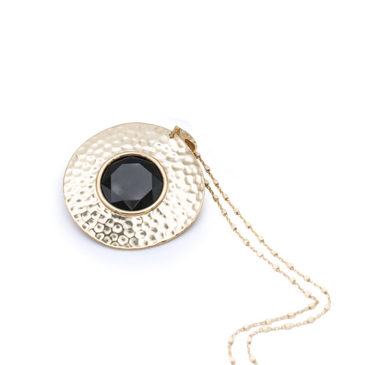 COLLANA LUNGA CON PASTA VITREA NERA TONDA - Tangredi Gioielleria