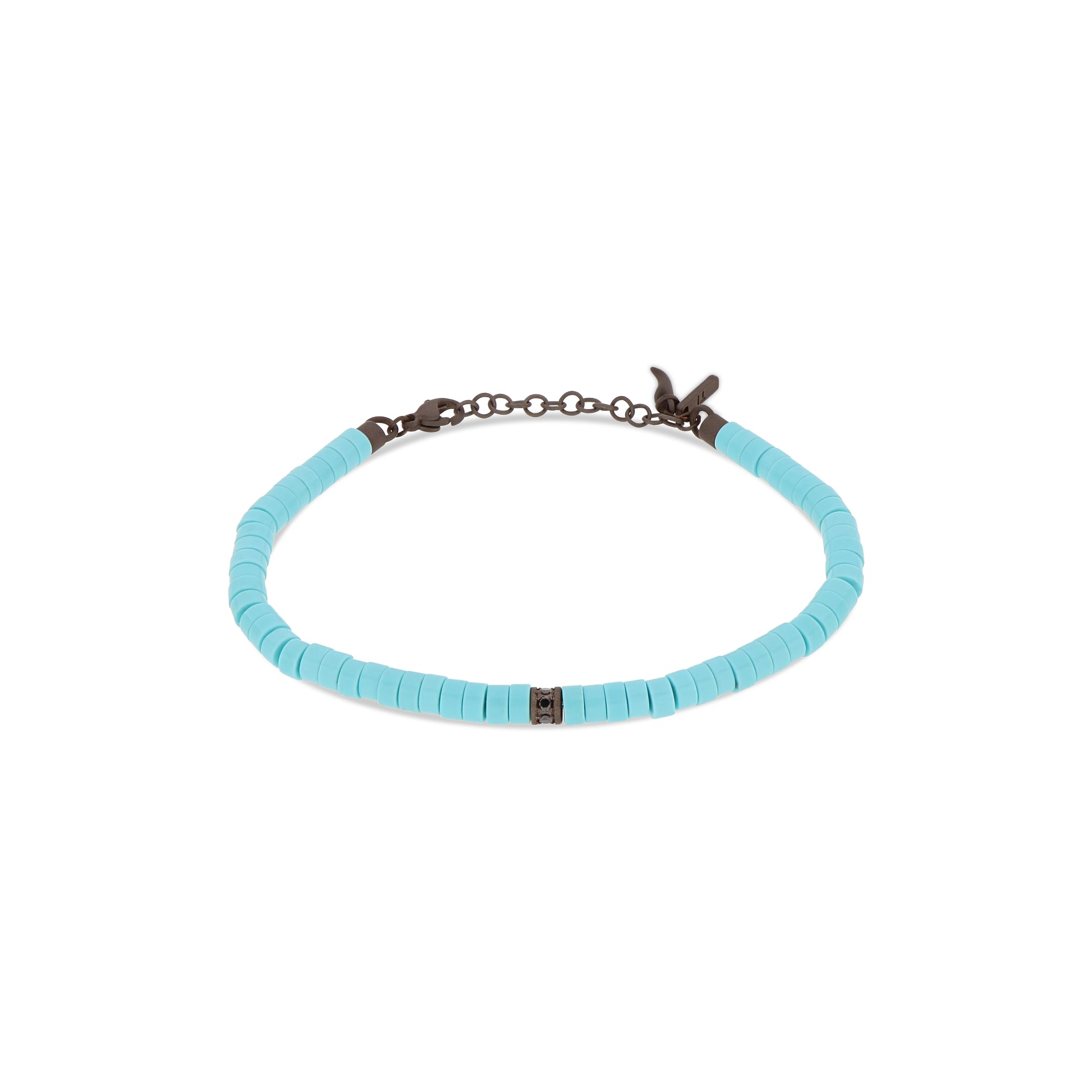 BRACCIALE TITANIO E DISCHETTI TURCHESI - Tangredi Gioielleria