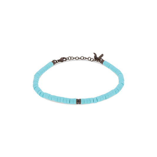 BRACCIALE TITANIO E DISCHETTI TURCHESI - Tangredi Gioielleria