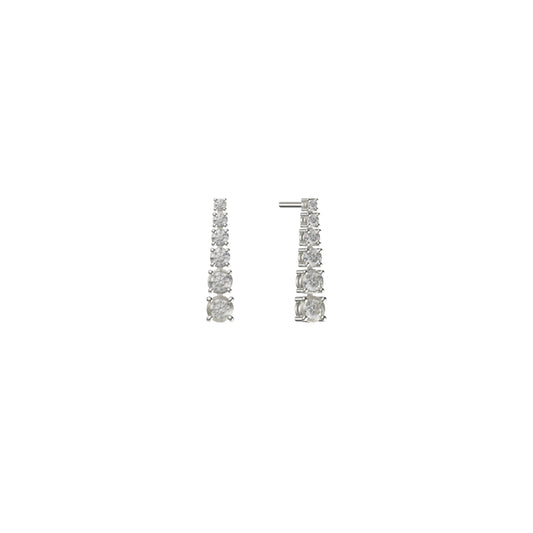 ORECCHINI EVOLUTION A SCALARE TITANIO SILVER E DIAMANTI LAB. - Tangredi Gioielleria