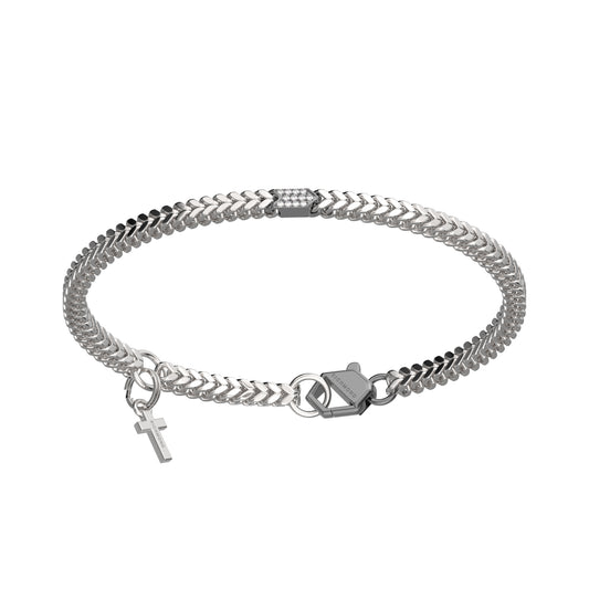 BRACCIALE RANGE CHAIN E BARRETTA CON BRILLANTI LAB. - Tangredi Gioielleria