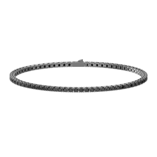 BRACCIALE PETITE TENNIS TITANIO E BRILLANTI NERI LAB. - Tangredi Gioielleria