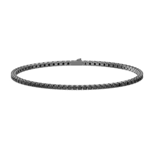 BRACCIALE PETITE TENNIS TITANIO E BRILLANTI NERI LAB. - Tangredi Gioielleria