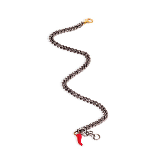 BRACCIALE TITANIO GROUMETTE MINI E CORNETTO ROSSO - Tangredi Gioielleria