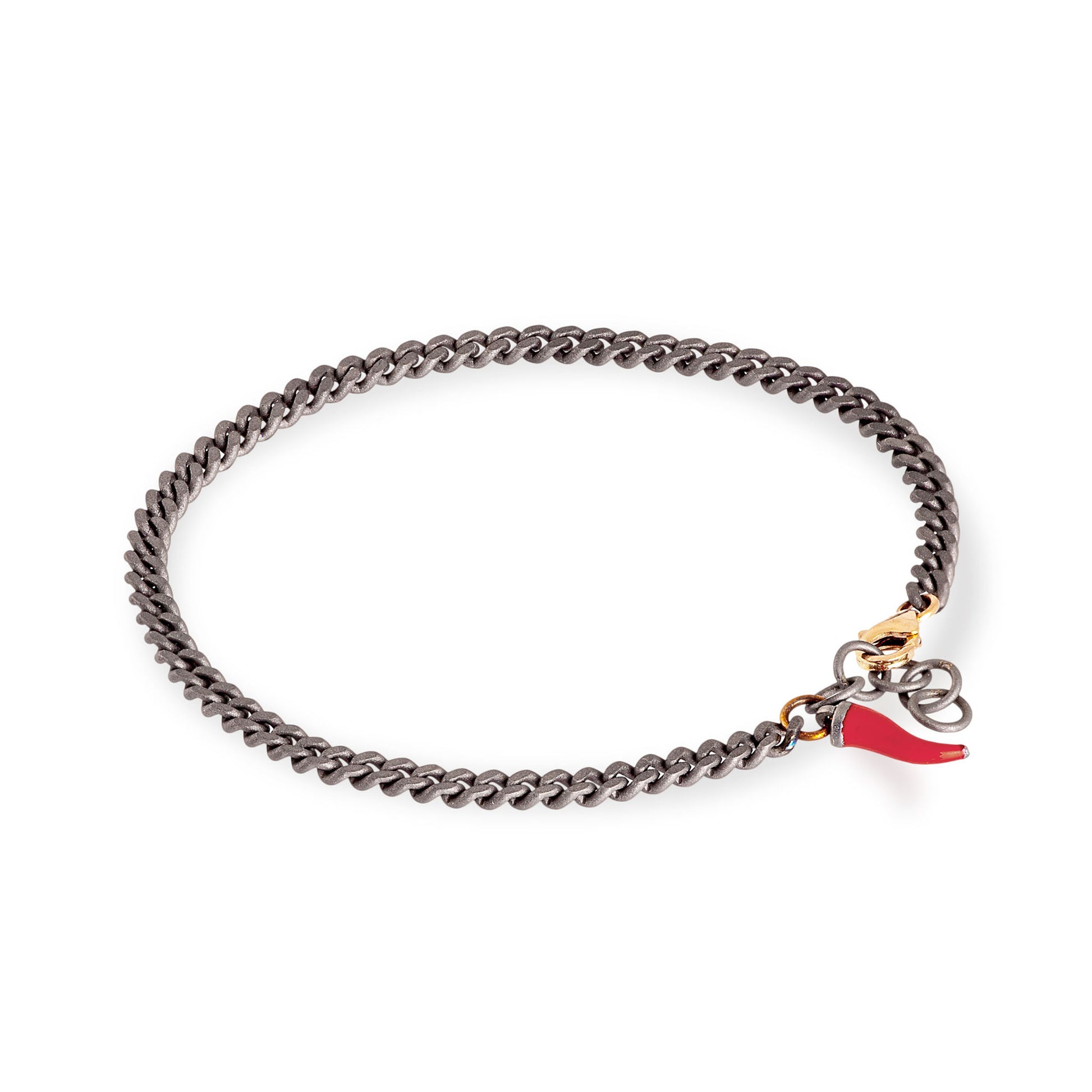BRACCIALE TITANIO GROUMETTE MINI E CORNETTO ROSSO - Tangredi Gioielleria