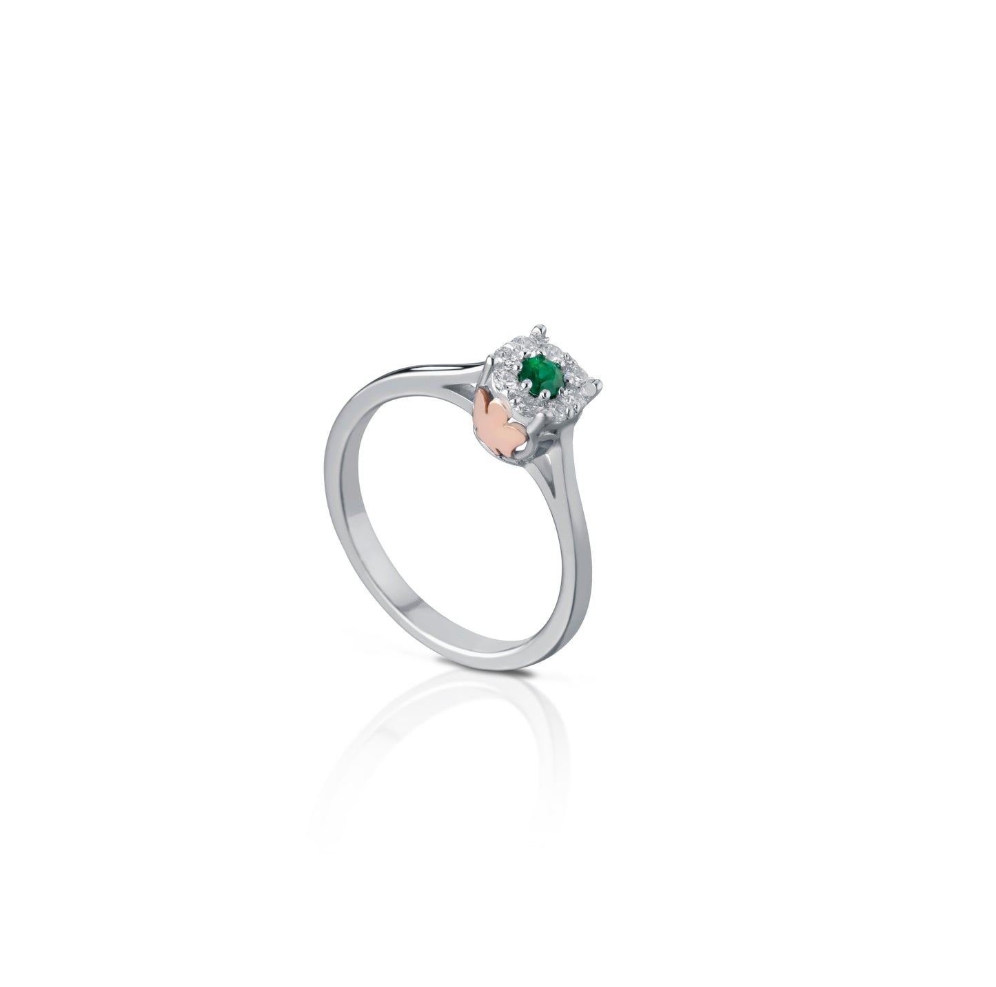 ANELLO CON ANGELI IN ORO DIAMANTI E SMERALDO - Tangredi Gioielleria