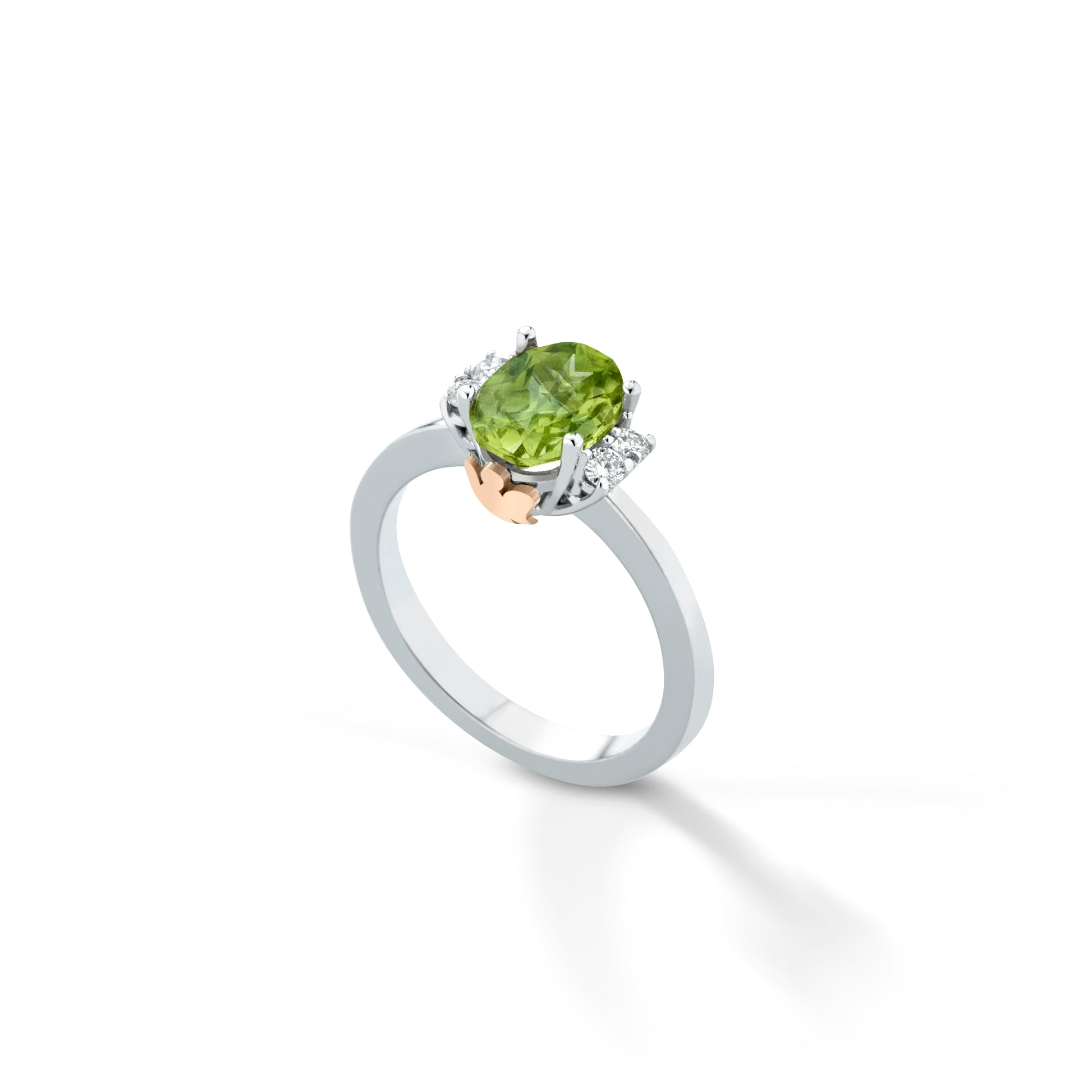 ANELLO ANGELO ORO DIAMANTI E PERIDOTO - Tangredi Gioielleria