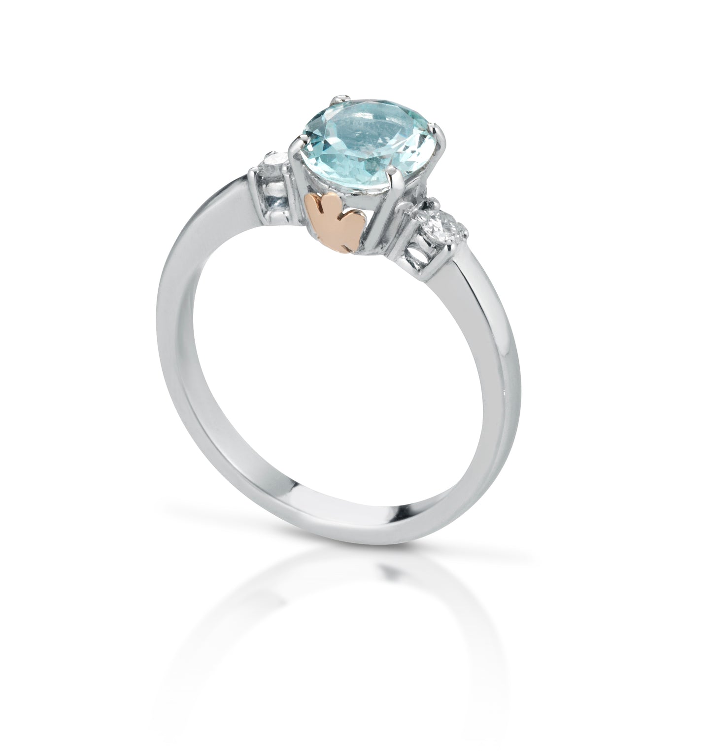 ANELLO CON ANGELI IN ORO DIAMANTI E ACQUAMARINA - Tangredi Gioielleria