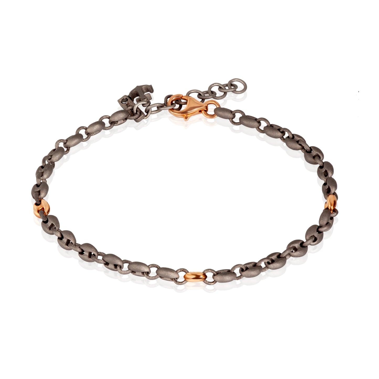 BRACCIALE TITANIO MARINARA 3 MAGLIE ORO E DIAMANTE - Tangredi Gioielleria