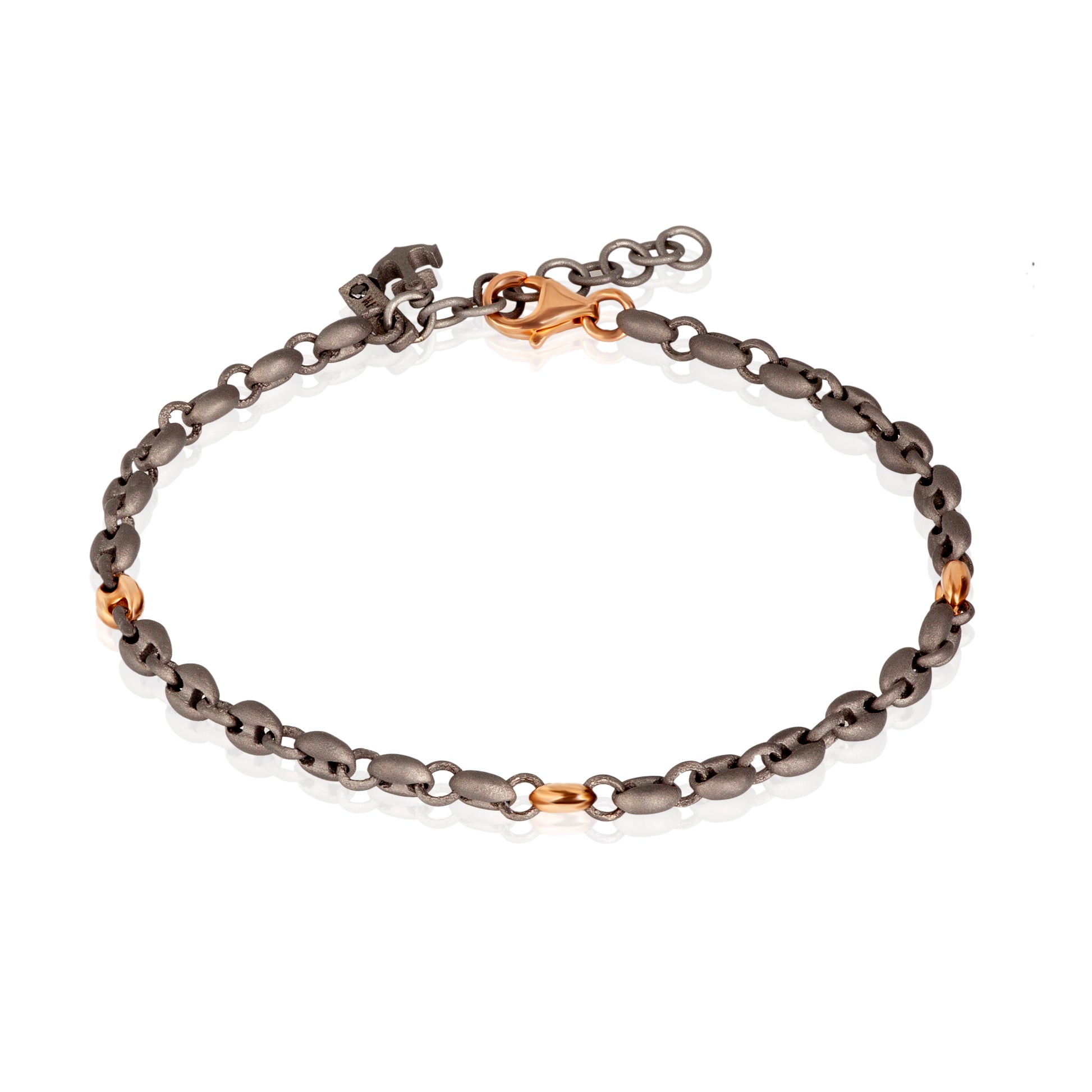 BRACCIALE TITANIO MARINARA 3 MAGLIE ORO E DIAMANTE - Tangredi Gioielleria