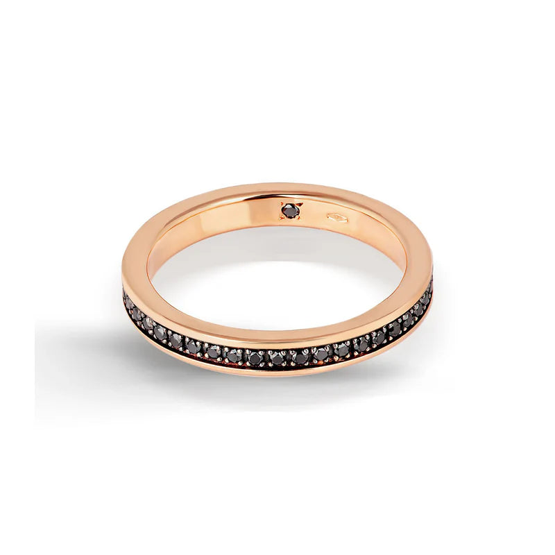 ANELLO VERETTA ORO ROSA E DIAMANTI NERI - Tangredi Gioielleria