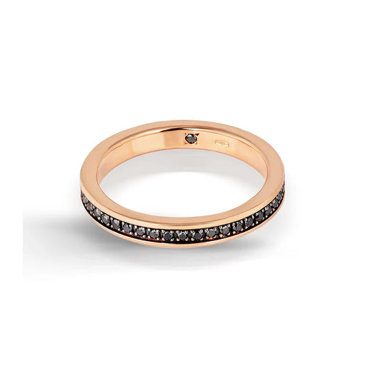 ANELLO VERETTA ORO ROSA E DIAMANTI NERI - Tangredi Gioielleria