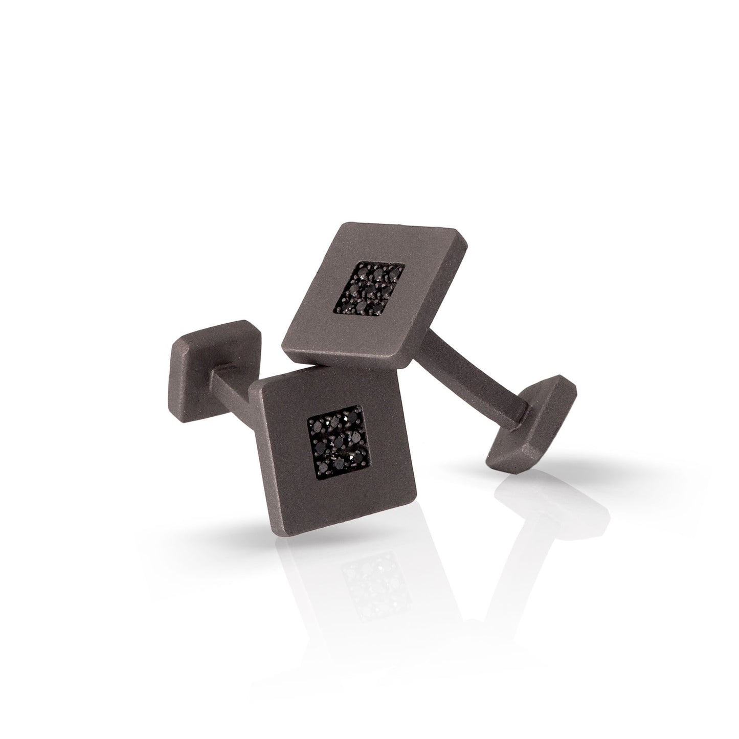 GEMELLI TITANIO E DIAMANTI NERI - Tangredi Gioielleria