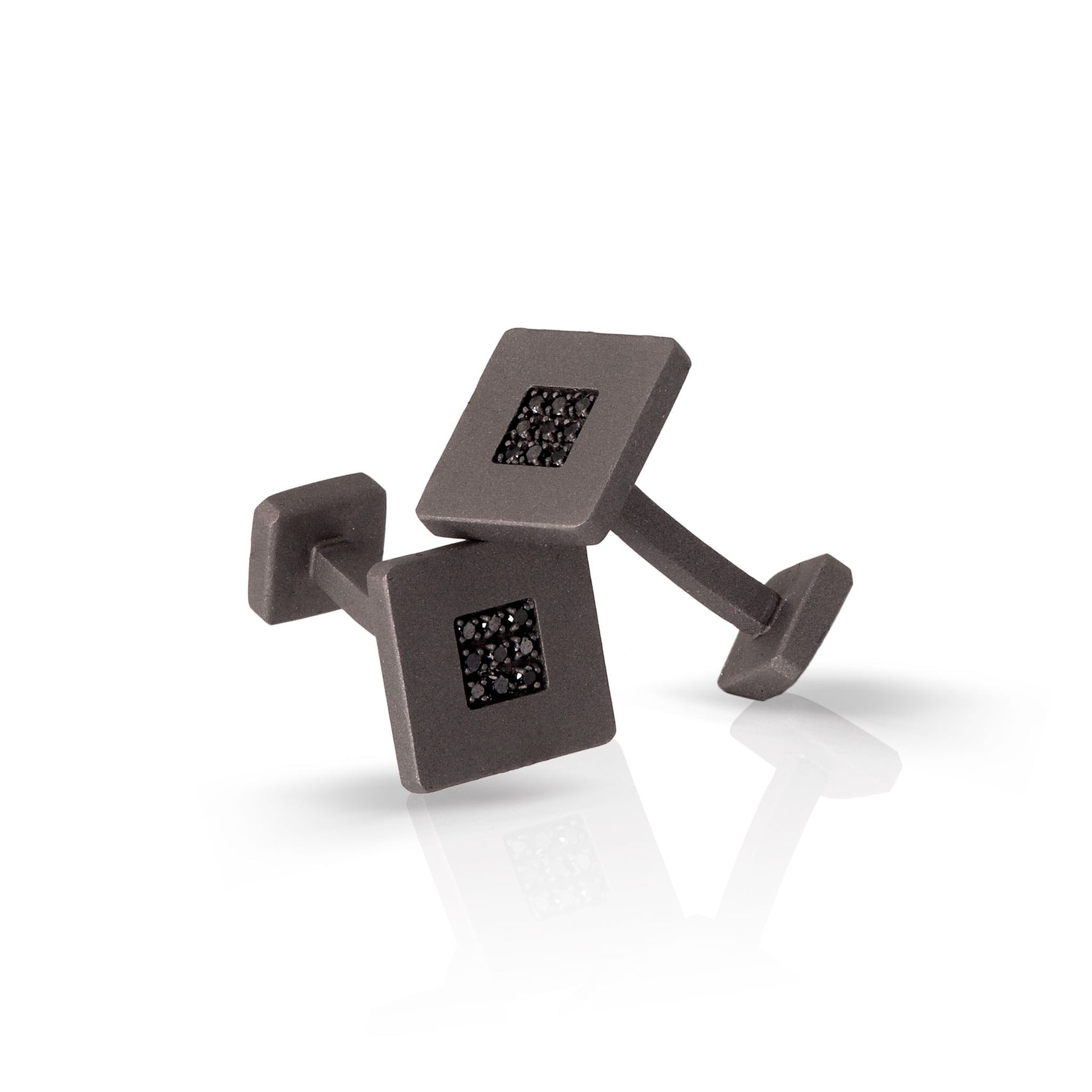 GEMELLI TITANIO E DIAMANTI NERI - Tangredi Gioielleria