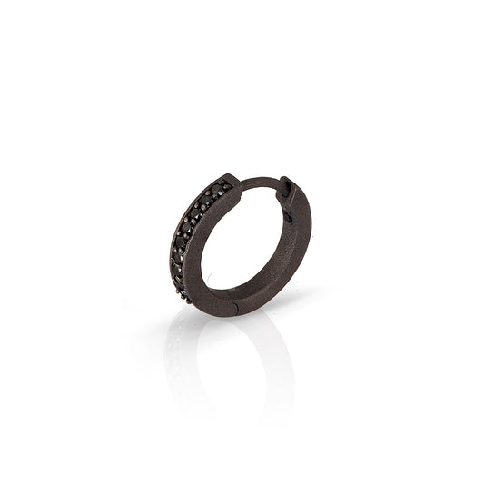 ORECCHINO CERCHIO TITANIO E DIAMANTI NERI - Tangredi Gioielleria