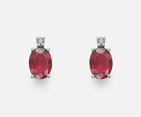 ORECCHINI ORO BIANCO CON RUBINO E DIAMANTE - Tangredi Gioielleria