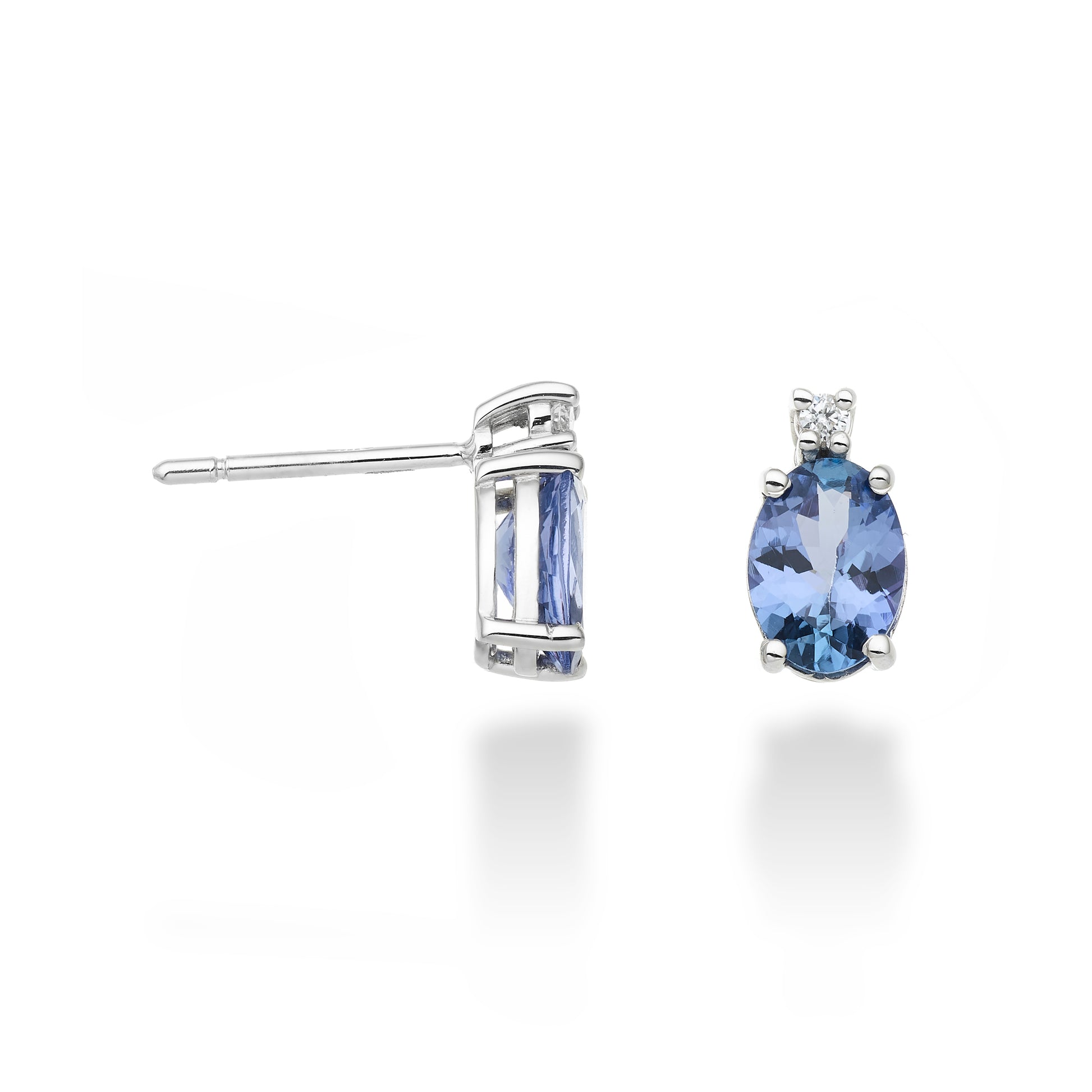 ORECCHINI ORO BIANCO CON TANZANITE E DIAMANTE - Tangredi Gioielleria