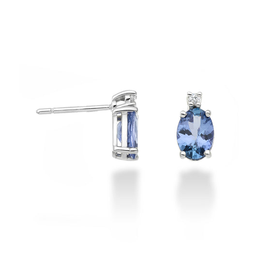 ORECCHINI ORO BIANCO CON TANZANITE E DIAMANTE - Tangredi Gioielleria