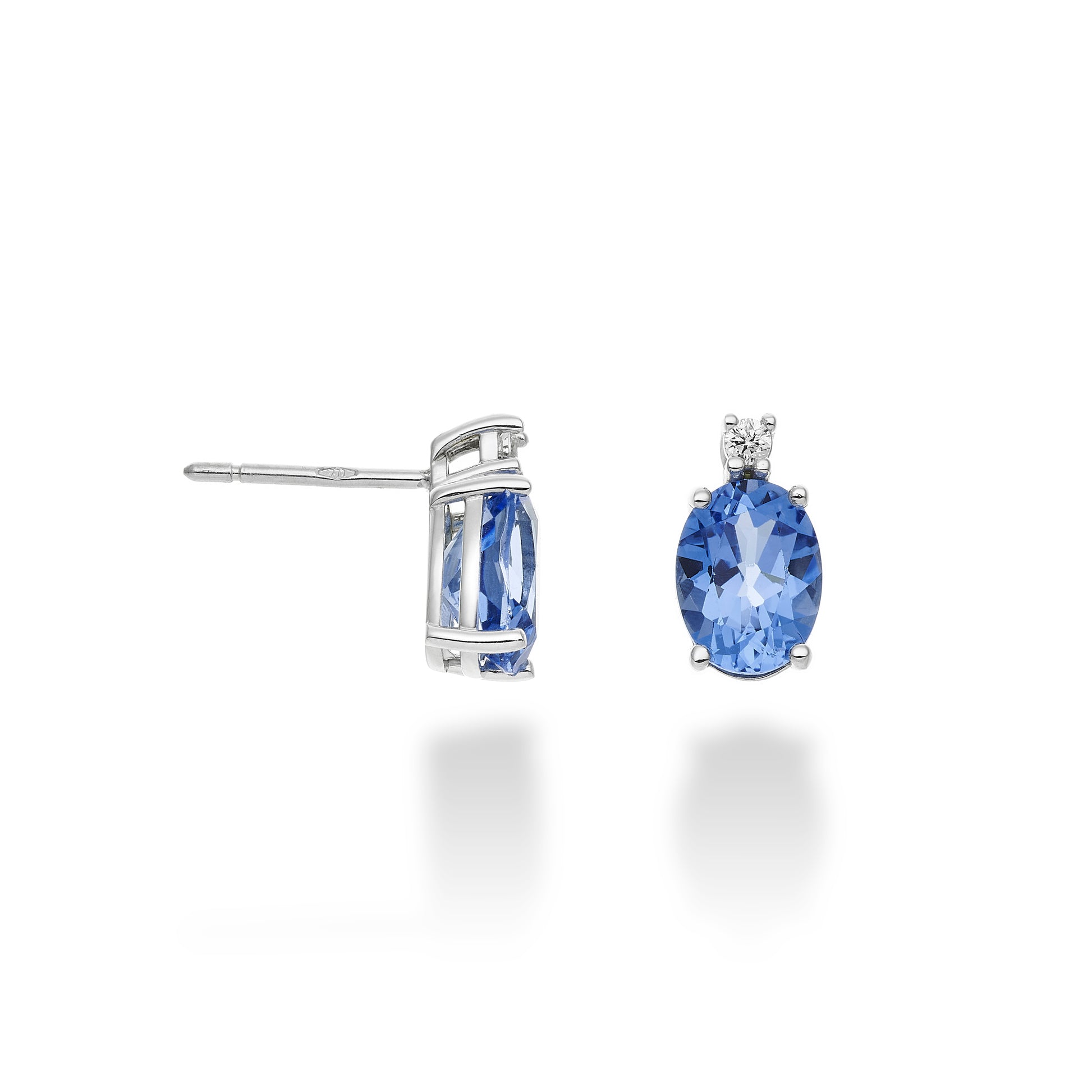 ORECCHINI ORO BIANCO CON TANZANITE E DIAMANTE - Tangredi Gioielleria