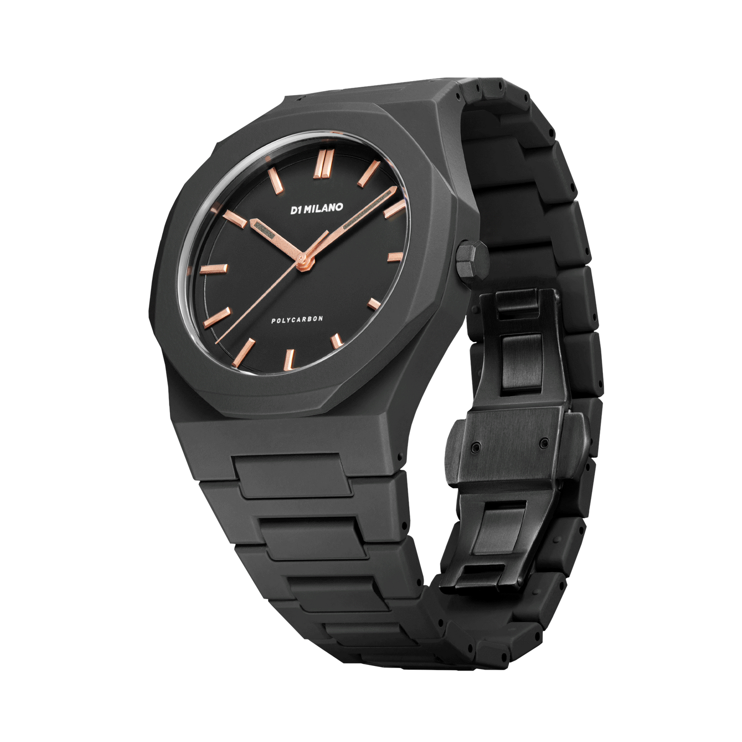 OROLOGIO POLYCARBON BLACK WITH ROSEGOLD - Tangredi Gioielleria