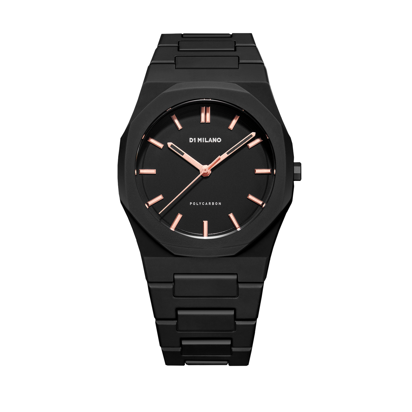 OROLOGIO POLYCARBON BLACK WITH ROSEGOLD - Tangredi Gioielleria