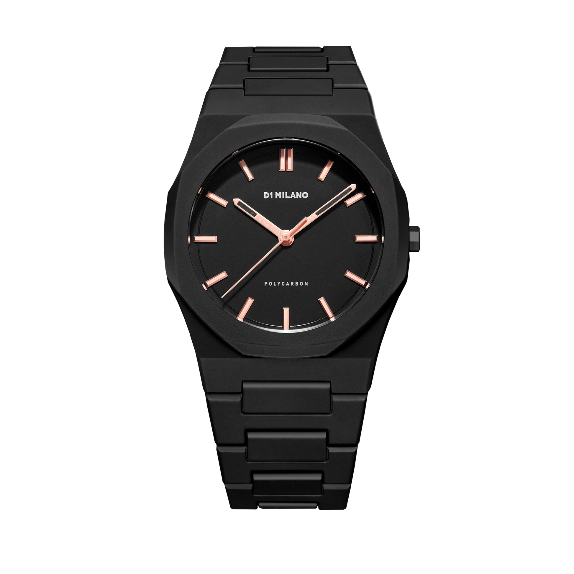 OROLOGIO POLYCARBON BLACK WITH ROSEGOLD - Tangredi Gioielleria
