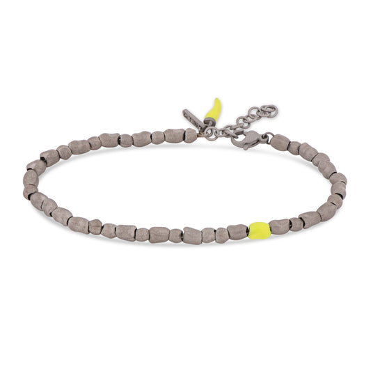 BRACCIALE TITANIO SASSI PICCOLI CON SMALTO GIALLO FLUO - Tangredi Gioielleria