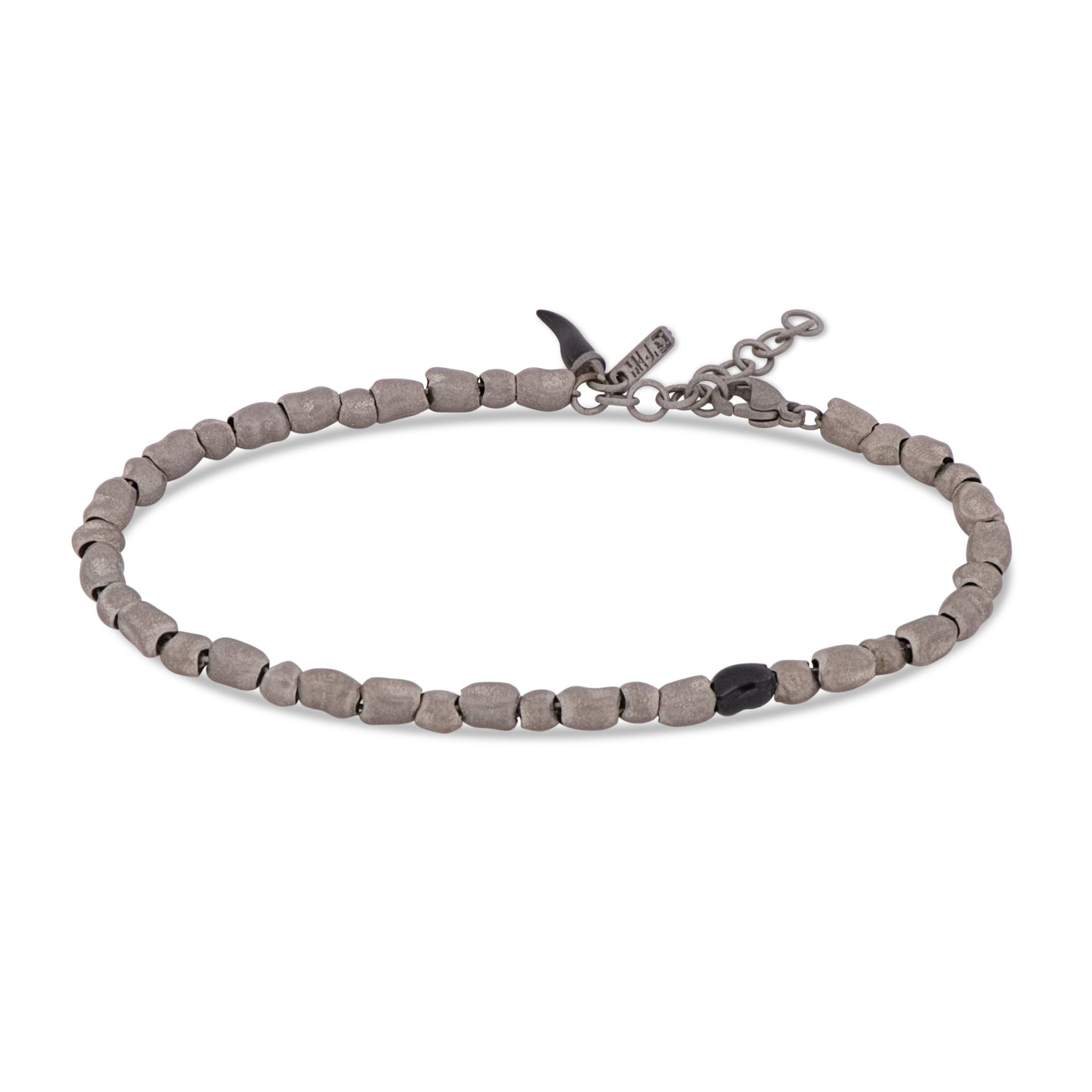 BRACCIALE TITANIO SASSI PICCOLI E SMALTO NERO - Tangredi Gioielleria