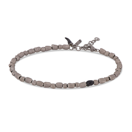 BRACCIALE TITANIO SASSI PICCOLI E SMALTO NERO - Tangredi Gioielleria