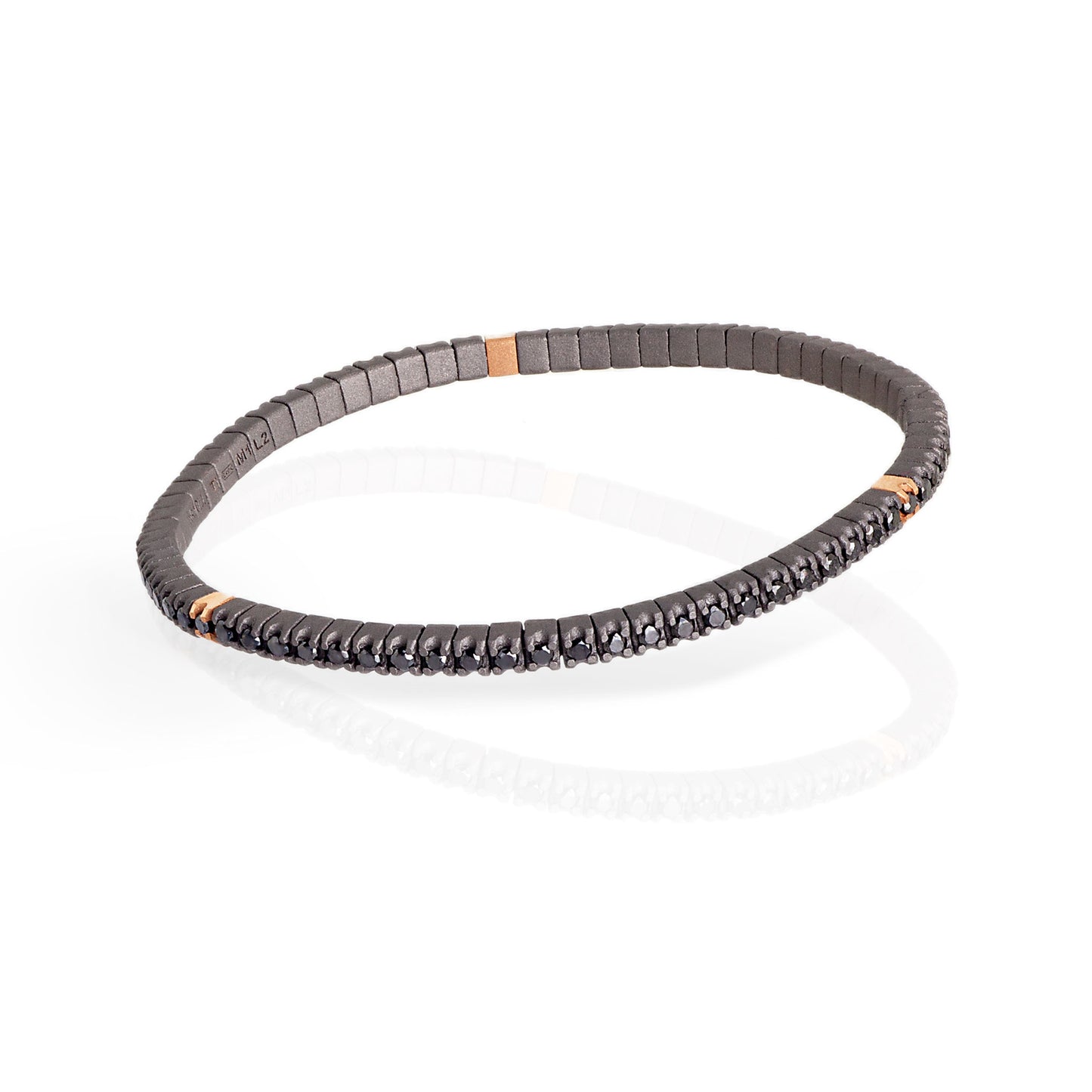 BRACCIALE TITANIO TENNIS ESTENSIBILE ORO E DIAMANTI NERI - Tangredi Gioielleria