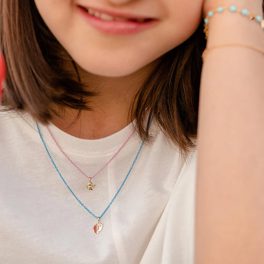 GIROCOLLO SMALTO AZZURRO E BABY FEET ORO - Tangredi Gioielleria