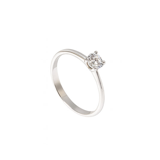ANELLO SOLITARIO ORO BIANCO E DIAMANTE