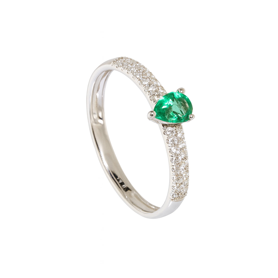 ANELLO VERETTA ORO CON SMERALDO E DIAMANTI - Tangredi Gioielleria