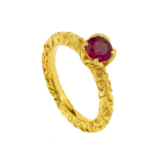 ANELLO COCKTAIL DORATO CON RODOLITE - Tangredi Gioielleria