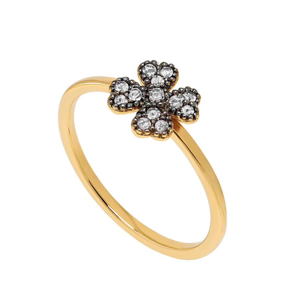 ANELLO QUADRIFOGLIO ORO E DIAMANTI BROWN - Tangredi Gioielleria