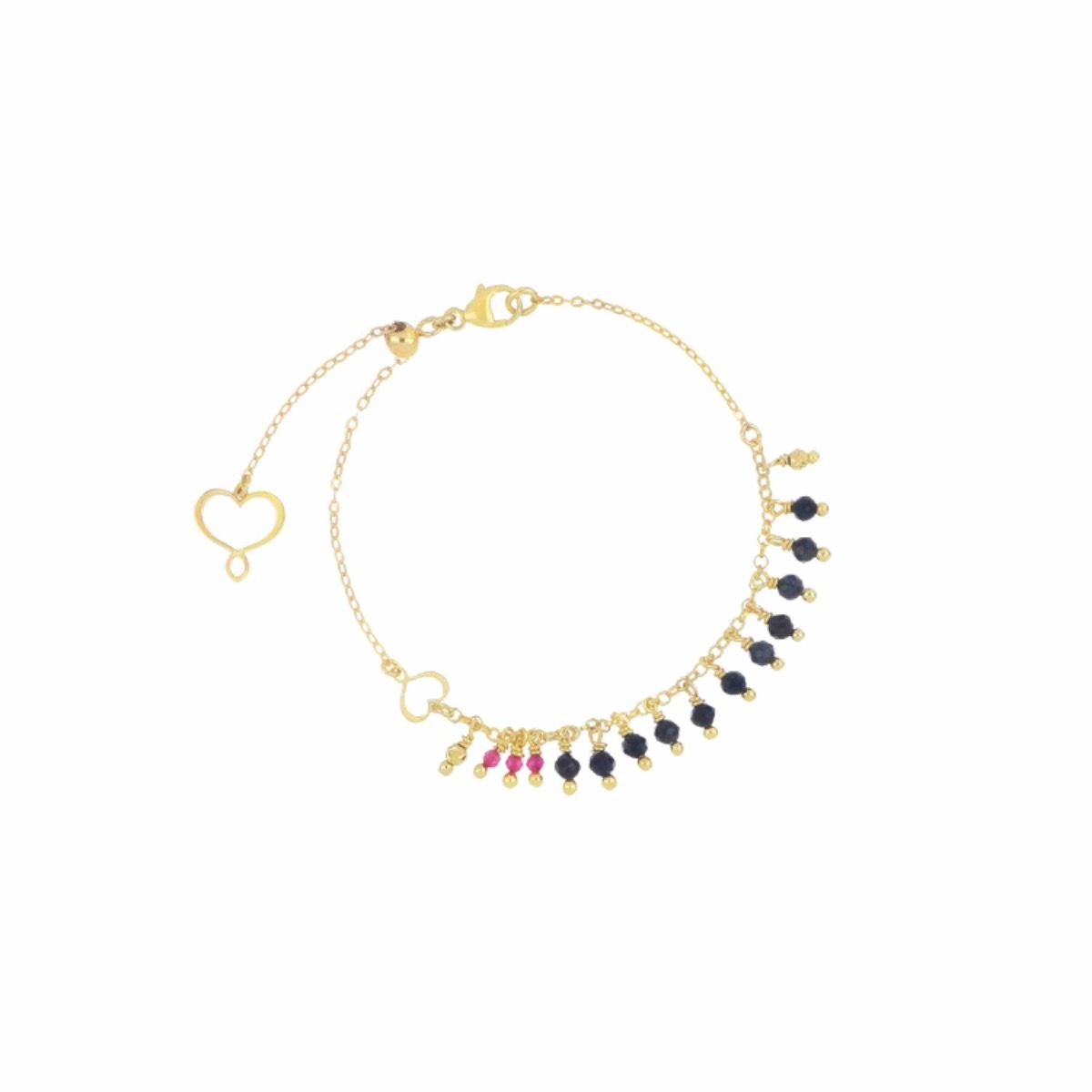 BRACCIALE FRANGE ZAFFIRO E RUBELLITE