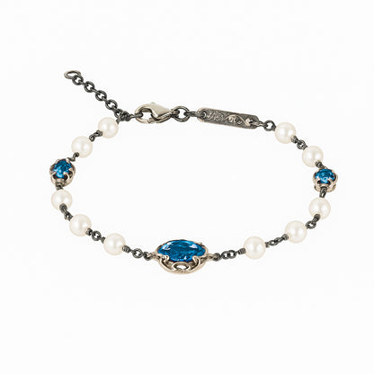 BRACCIALE ARGENTO CON PERLE E TOPAZIO BLUE LONDON