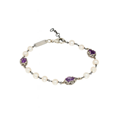 BRACCIALE ARGENTO CON PERLA E AMETISTA