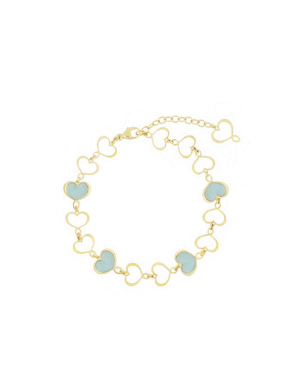 BRACCIALE CUORI SMALTO TURCHESE - Tangredi Gioielleria