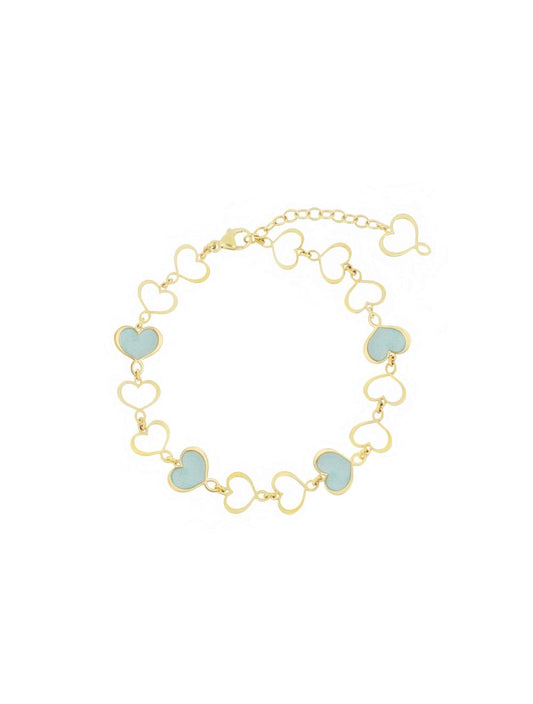 BRACCIALE CUORI SMALTO TURCHESE - Tangredi Gioielleria