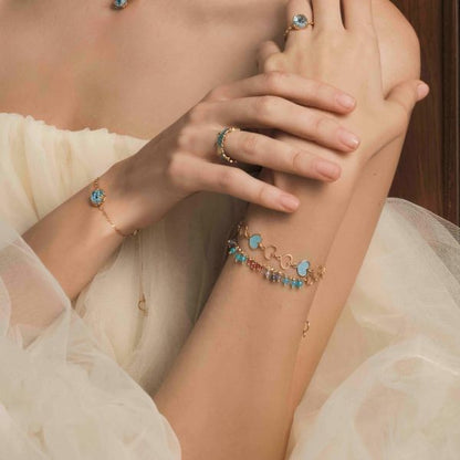 BRACCIALE CUORI SMALTO TURCHESE - Tangredi Gioielleria